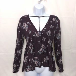 ♧ Full Tilt Floral and brown Blouse size S